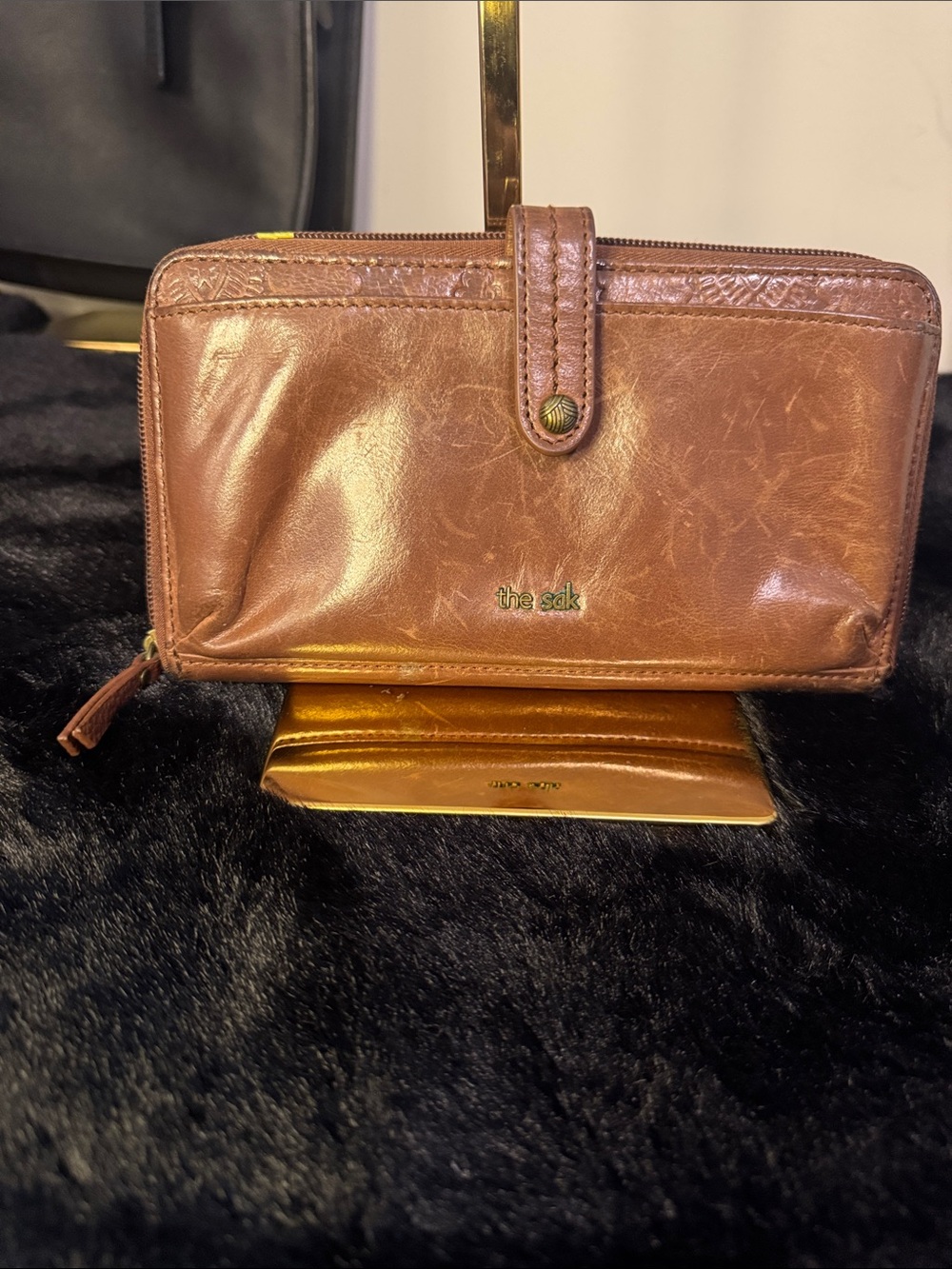 The Sak Brown Leather Zip Wallet without straps